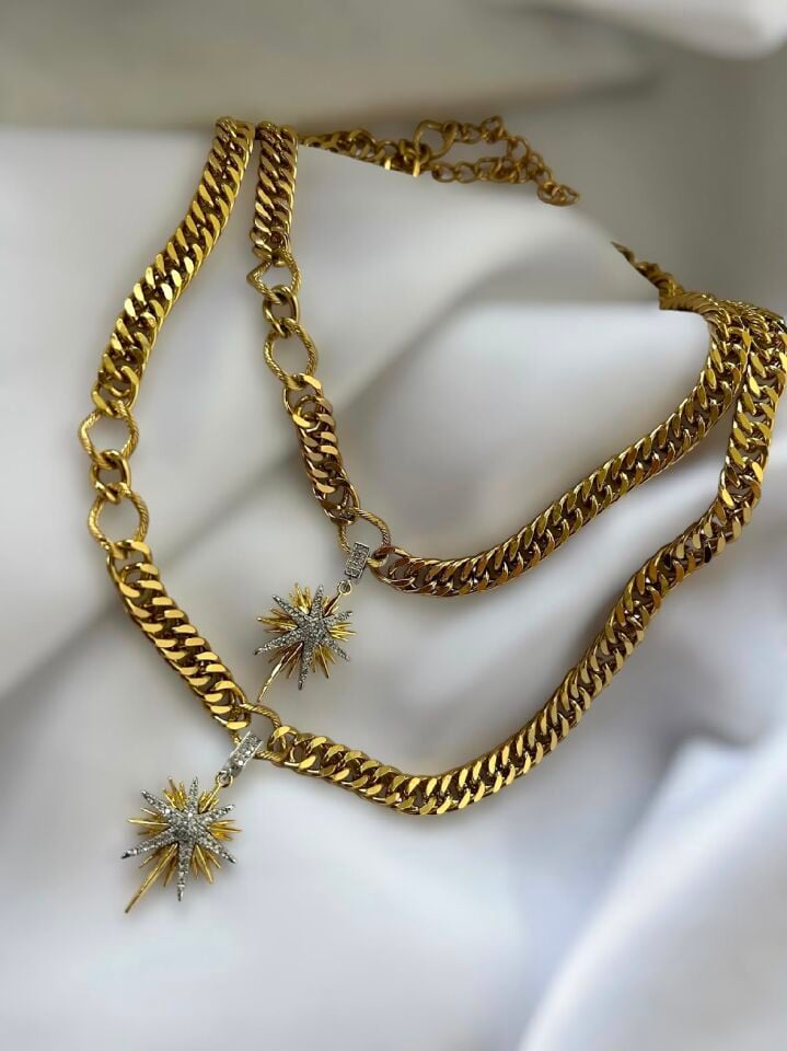 AURA GOLD TASARIM ÇELİK KOLYE