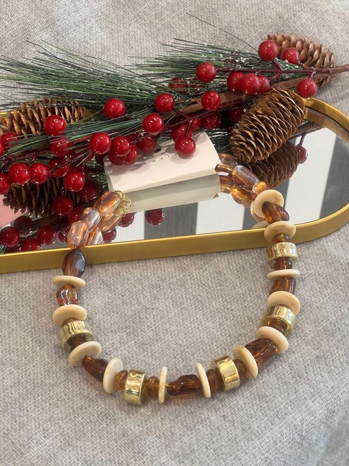 KAHVERENGİ KEMİK KOLYE