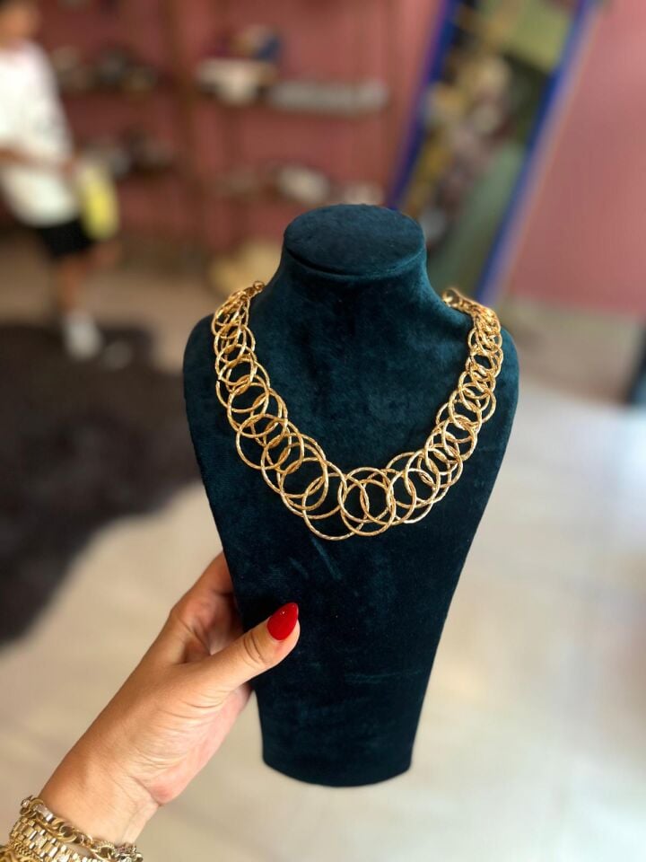 ÇOKLU GEÇMELİ HALKA GOLD KOLYE